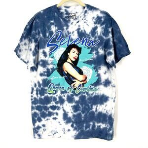 Selena Queen Of Cumbia Portrait Tie Dye T-Shirt Blue Size Large NWOT